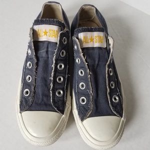 Navy Blue Distressed Converse, Size 6